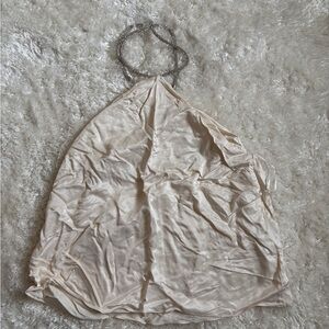 H&M Elegant Cream Halter Dress with Chain Straps